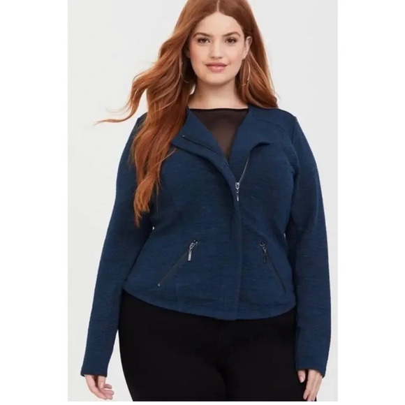 TORRID | Studio Double Knit Moto Inspired Teal Jacket Sz. 2 or a 2X - Picture 1 of 4